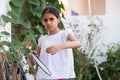 Young girl playing badminton Royalty Free Stock Photo