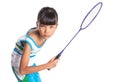 Young Girl Playing Badminton VII Royalty Free Stock Photo