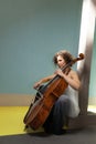 Young girl playing cello Royalty Free Stock Photo