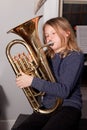 Young girl playing euphonium Royalty Free Stock Photo