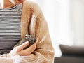 Young girl playing with small animal degu squirrel Royalty Free Stock Photo