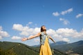 Young girl playing with soap bubbles Royalty Free Stock Photo