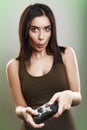 Young girl playing video games Royalty Free Stock Photo