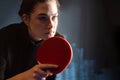 Young girl plays table tennis Royalty Free Stock Photo