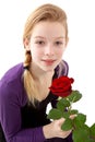 Young girl posing with red rose Royalty Free Stock Photo