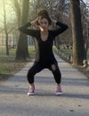 Young girl practise in the park