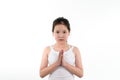 Young girl pray repect Royalty Free Stock Photo