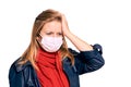 Young girl in protection mask. Allergy and flu person equipment. Safety medical protect Royalty Free Stock Photo