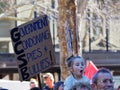 A young girl protesting against the New Zealand government`s Government Communications Security Bureau GCSB bill