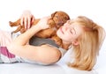 Young girl with puply of Dogue de Bordeaux Royalty Free Stock Photo