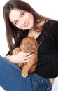 Young girl with puppy of Dogue de Bordeaux Royalty Free Stock Photo