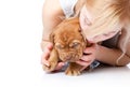 Young girl with puppy of Dogue de Bordeaux Royalty Free Stock Photo