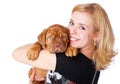 Young girl with puppy of Dogue de Bordeaux Royalty Free Stock Photo