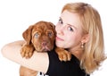 Young girl with puppy of Dogue de Bordeaux Royalty Free Stock Photo