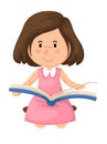 Young girl reading a book vector