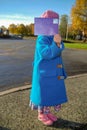 Young girl ready to post her letter to Santa