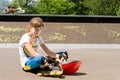 Young girl relaxing at the skate park Royalty Free Stock Photo