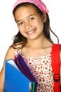 Young girl with rucksack and folders Royalty Free Stock Photo