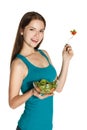 A young girl, a salad, a healthy diet Royalty Free Stock Photo