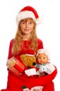 Young girl with santa`s sack Royalty Free Stock Photo