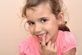 Young girl showing a missing tooth Royalty Free Stock Photo