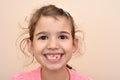 Young girl showing a missing tooth Royalty Free Stock Photo