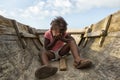 Young girl sitting in canoe in Honduras