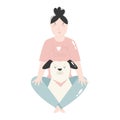 Young girl sitting with her dog. Best friends concept. Royalty Free Stock Photo