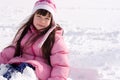 Young Girl Sitting in Snow Royalty Free Stock Photo