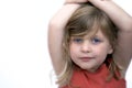 Young girl smiling on white background