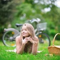 Young girl spending her time in the countryside Royalty Free Stock Photo