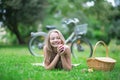 Young girl spending her time in the countryside Royalty Free Stock Photo