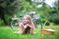 Young girl spending her time in the countryside Royalty Free Stock Photo