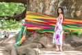 Young girl standing in front of a Giant Monkeypod Tree Royalty Free Stock Photo