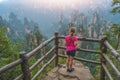 Young girl standing on the Zhangjiajie Tianzi lookout