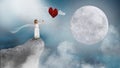 Fantasy Love, Moon, Heart, Imagination Royalty Free Stock Photo