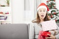 Young girl is stressed with christmas Royalty Free Stock Photo