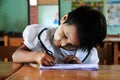 Young girl student at school, portrait, Myanmar