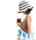 Young Girl With Summer Hat And Ice Drink VII