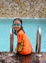 Young girl at swimming pool