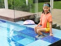 Young girl by swimming pool Royalty Free Stock Photo