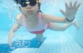 Young girl swimming underwater Royalty Free Stock Photo