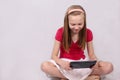 Young girl with touch tablet Royalty Free Stock Photo