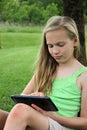 Young girl with touch tablet