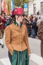 Young girl in traditional costume and hat while Patronatstag the GebirgsschÃÂ¼tzen