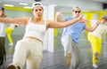 Young girl training breakdance Footwork moves in dance hall Royalty Free Stock Photo