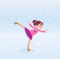 Young girl training ice figure skating