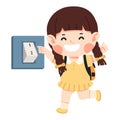 Young girl turning off the light using a switch Royalty Free Stock Photo