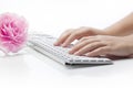 Young girl typing on a keyboard Royalty Free Stock Photo