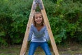 Young girl under relays happy playing Royalty Free Stock Photo